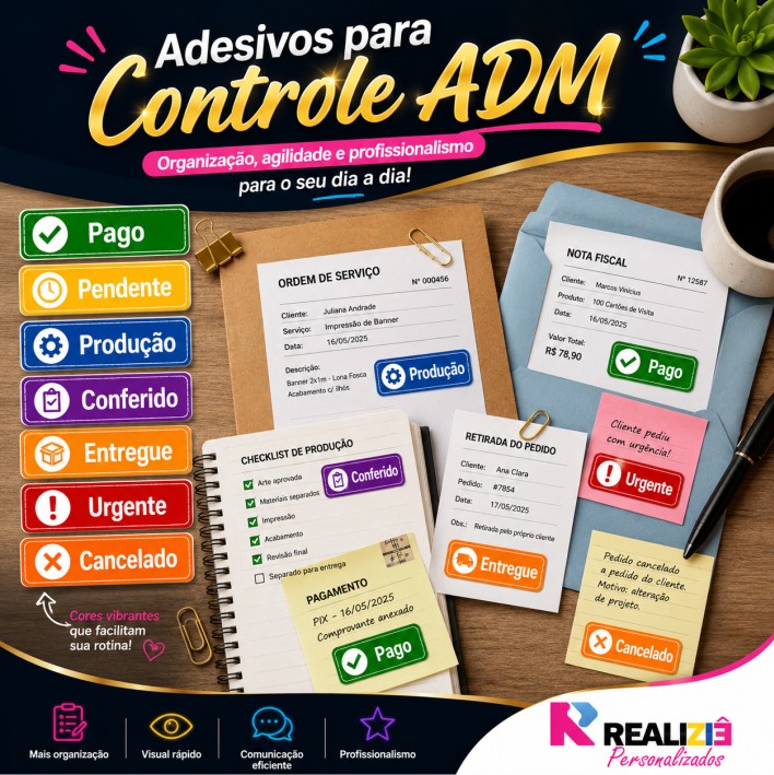120 ADESIVOS PARA ORGANIZAÇÃO DE DOCS E PAG – 4,5 x 1,4 CM